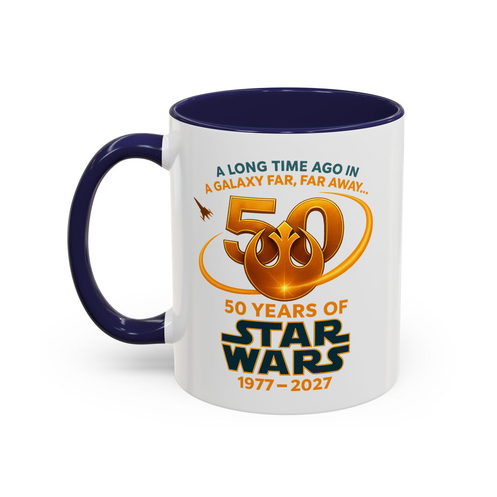 Star Wars 50th Anniversary Accent Coffee Mug — “A Long Time Ago in a Galaxy Far, Far Away” (1977–2027)