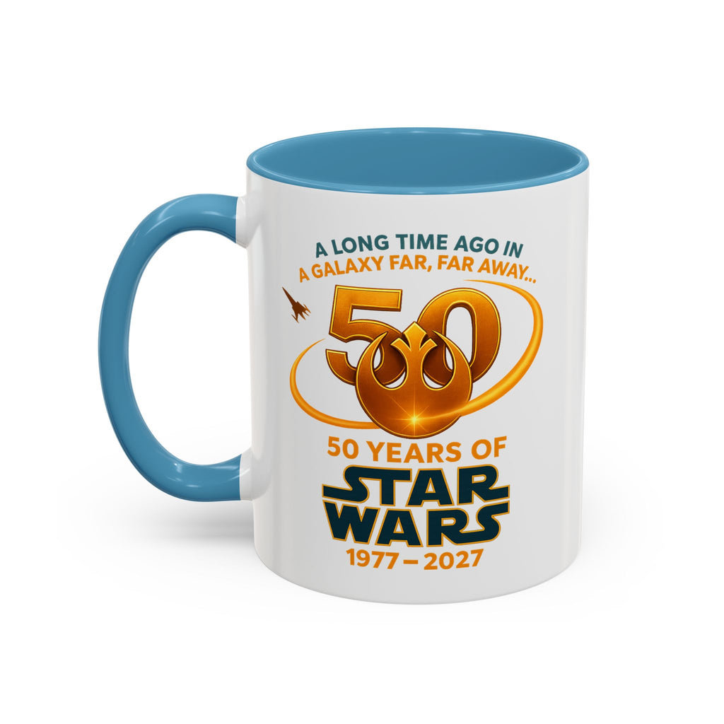 Star Wars 50th Anniversary Accent Coffee Mug — “A Long Time Ago in a Galaxy Far, Far Away” (1977–2027)
