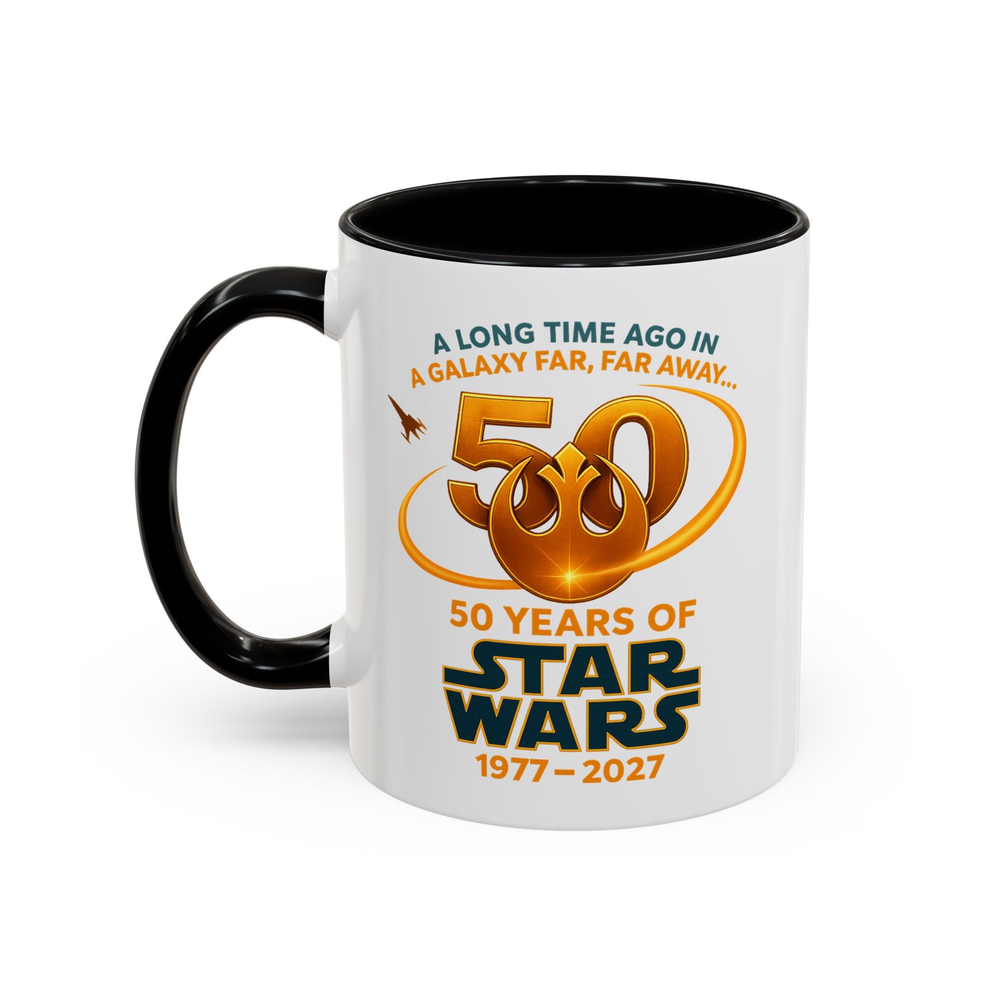 Star Wars 50th Anniversary Accent Coffee Mug — “A Long Time Ago in a Galaxy Far, Far Away” (1977–2027)