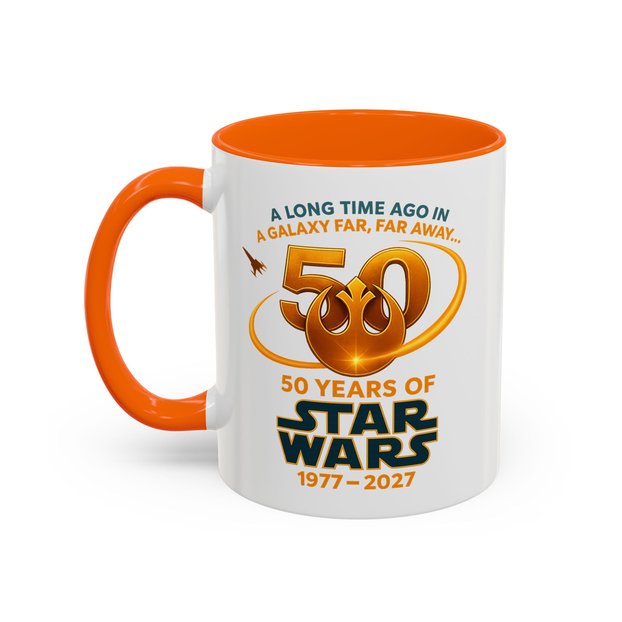 Star Wars 50th Anniversary Accent Coffee Mug — “A Long Time Ago in a Galaxy Far, Far Away” (1977–2027)