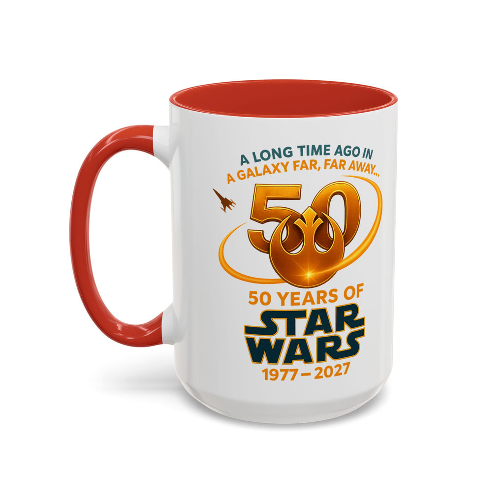 Star Wars 50th Anniversary Accent Coffee Mug — “A Long Time Ago in a Galaxy Far, Far Away” (1977–2027)