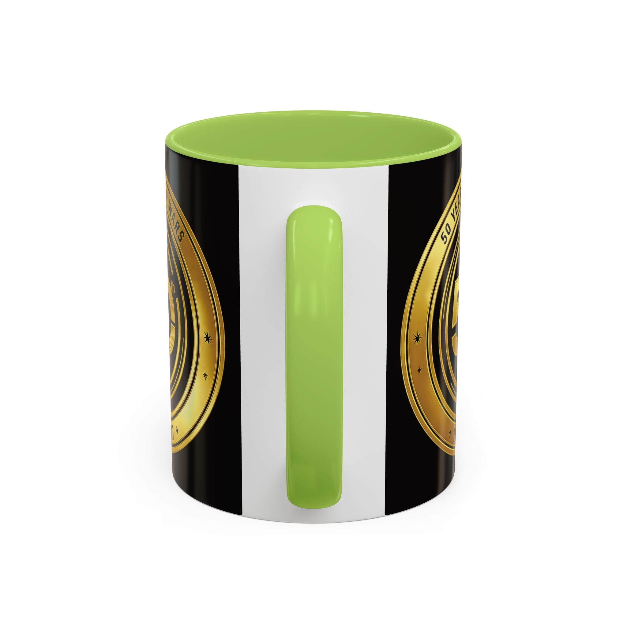 50th Anniversary Star Wars Coffee Mug — 1977–2021 Gold Emblem Accent Mug (11/15 oz)