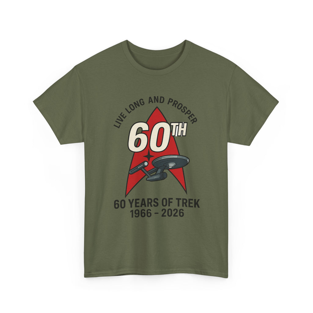 60th Star Trek Anniversary T‑Shirt — "Live Long and Prosper" 1966–2026 Red