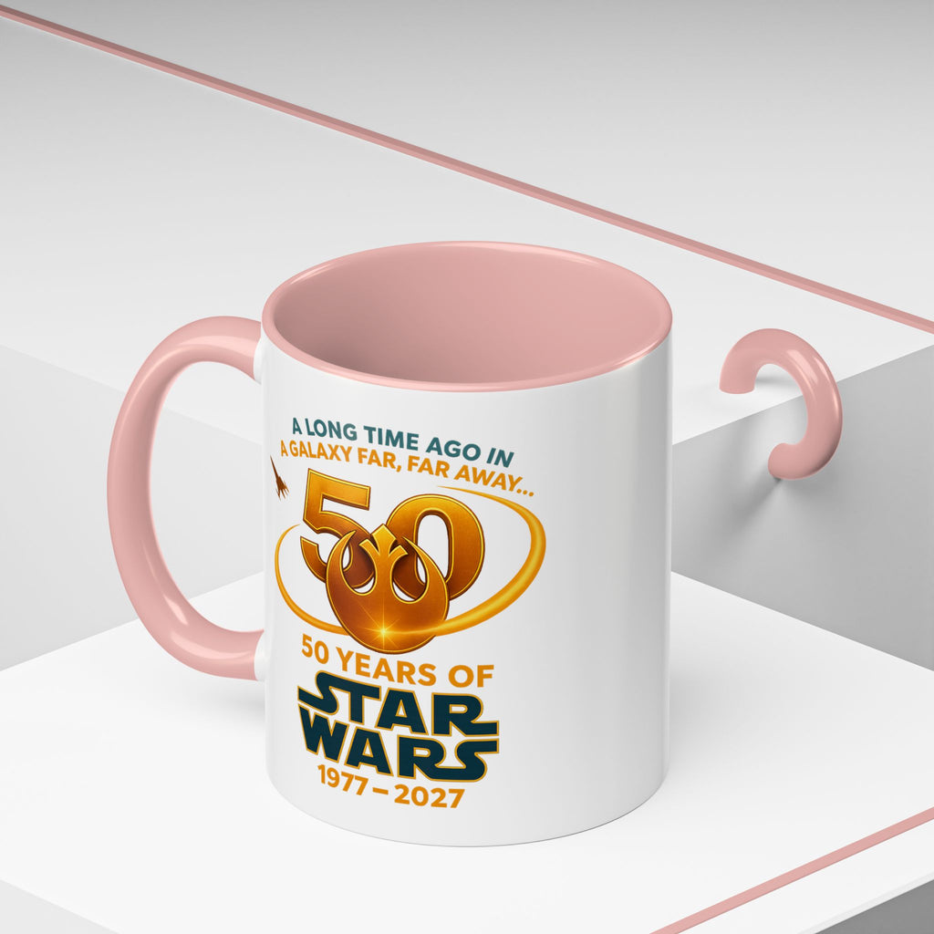 Star Wars 50th Anniversary Accent Coffee Mug — “A Long Time Ago in a Galaxy Far, Far Away” (1977–2027)
