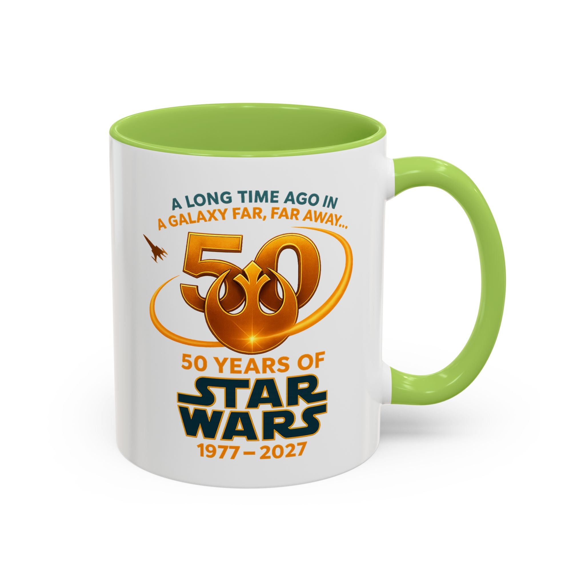 Star Wars 50th Anniversary Accent Coffee Mug — “A Long Time Ago in a Galaxy Far, Far Away” (1977–2027)