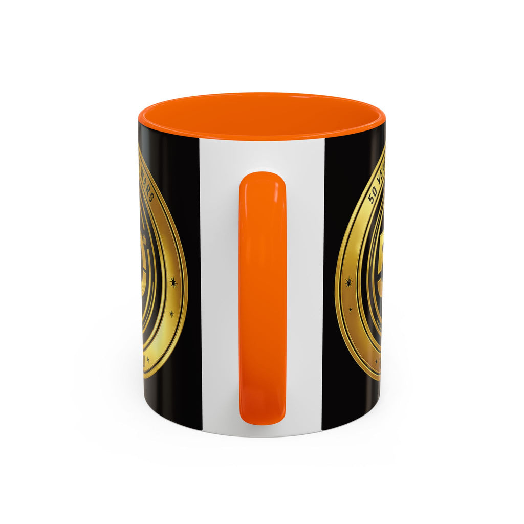 50th Anniversary Star Wars Coffee Mug — 1977–2021 Gold Emblem Accent Mug (11/15 oz)