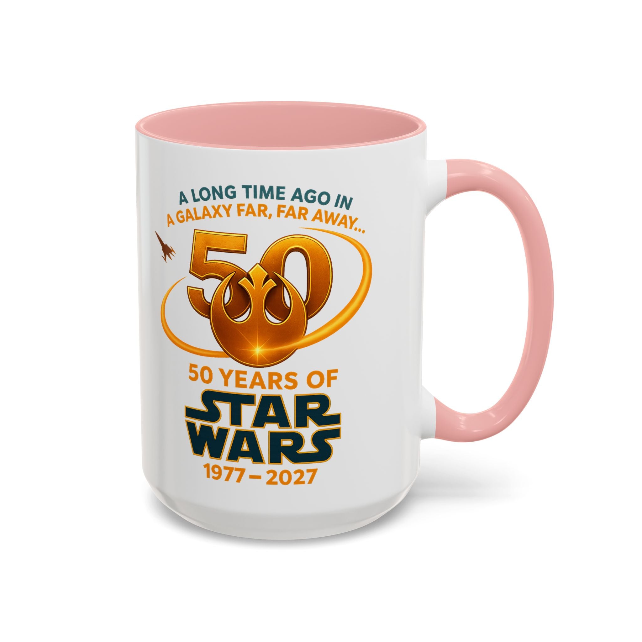 Star Wars 50th Anniversary Accent Coffee Mug — “A Long Time Ago in a Galaxy Far, Far Away” (1977–2027)
