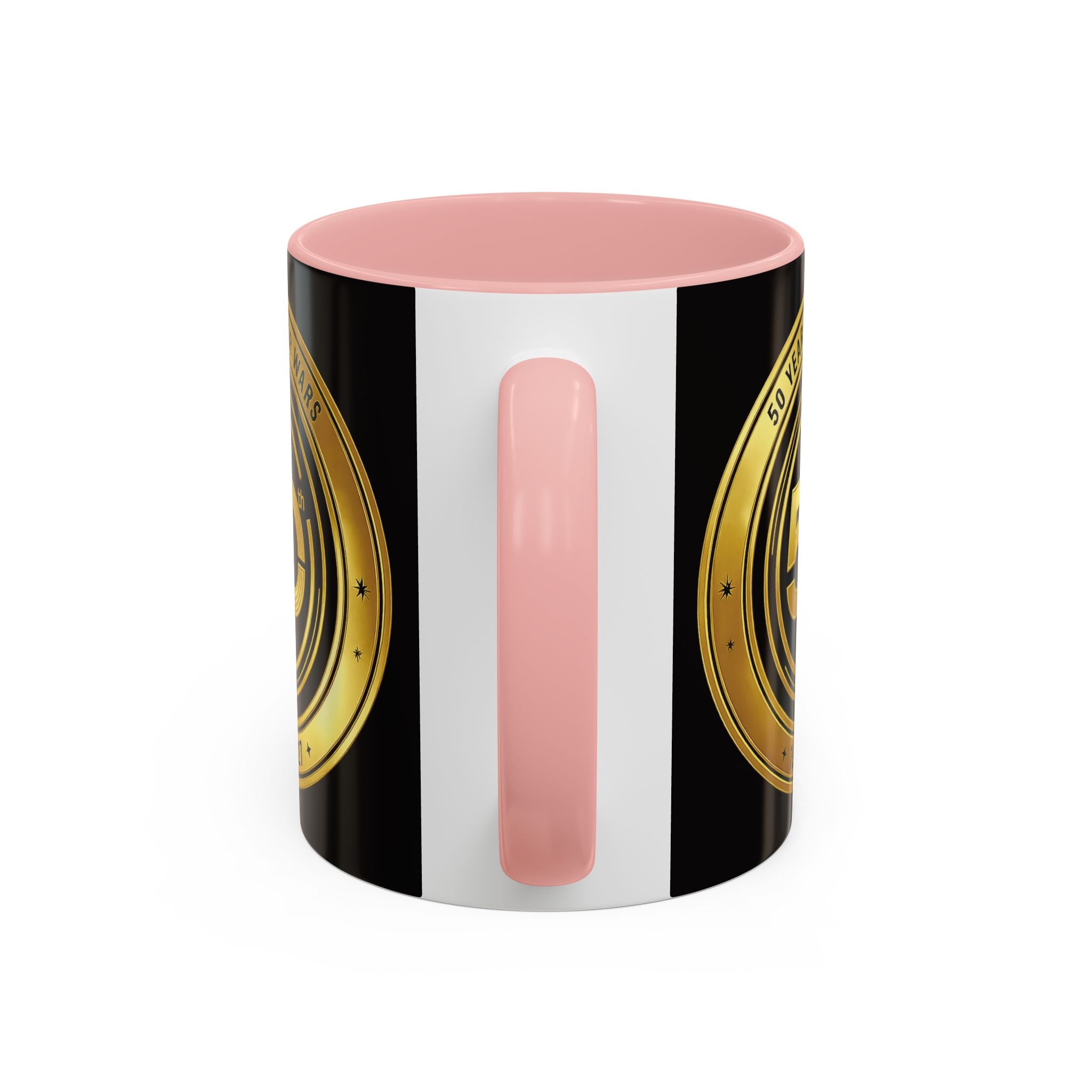 50th Anniversary Star Wars Coffee Mug — 1977–2021 Gold Emblem Accent Mug (11/15 oz)