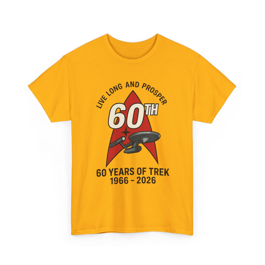 60th Star Trek Anniversary T‑Shirt — "Live Long and Prosper" 1966–2026 Red