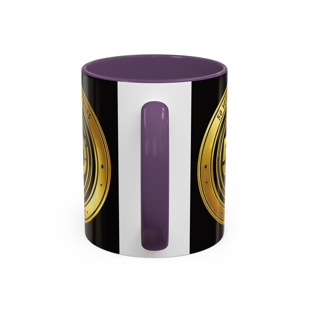 50th Anniversary Star Wars Coffee Mug — 1977–2021 Gold Emblem Accent Mug (11/15 oz)
