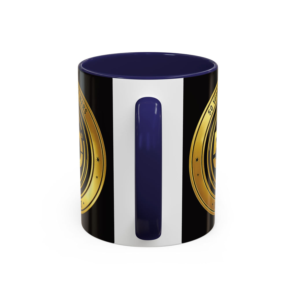 50th Anniversary Star Wars Coffee Mug — 1977–2021 Gold Emblem Accent Mug (11/15 oz)