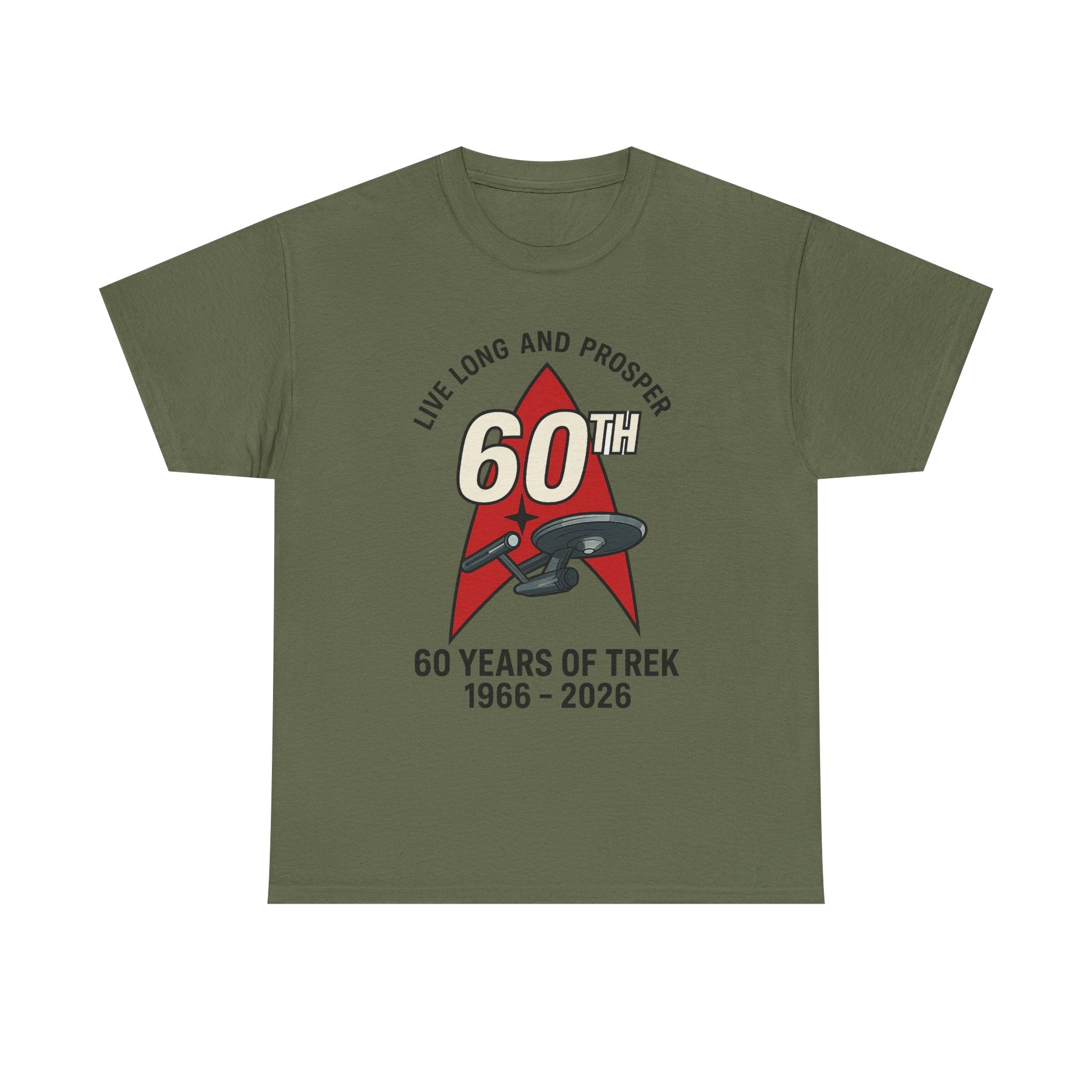 60th Star Trek Anniversary T‑Shirt — "Live Long and Prosper" 1966–2026 Red