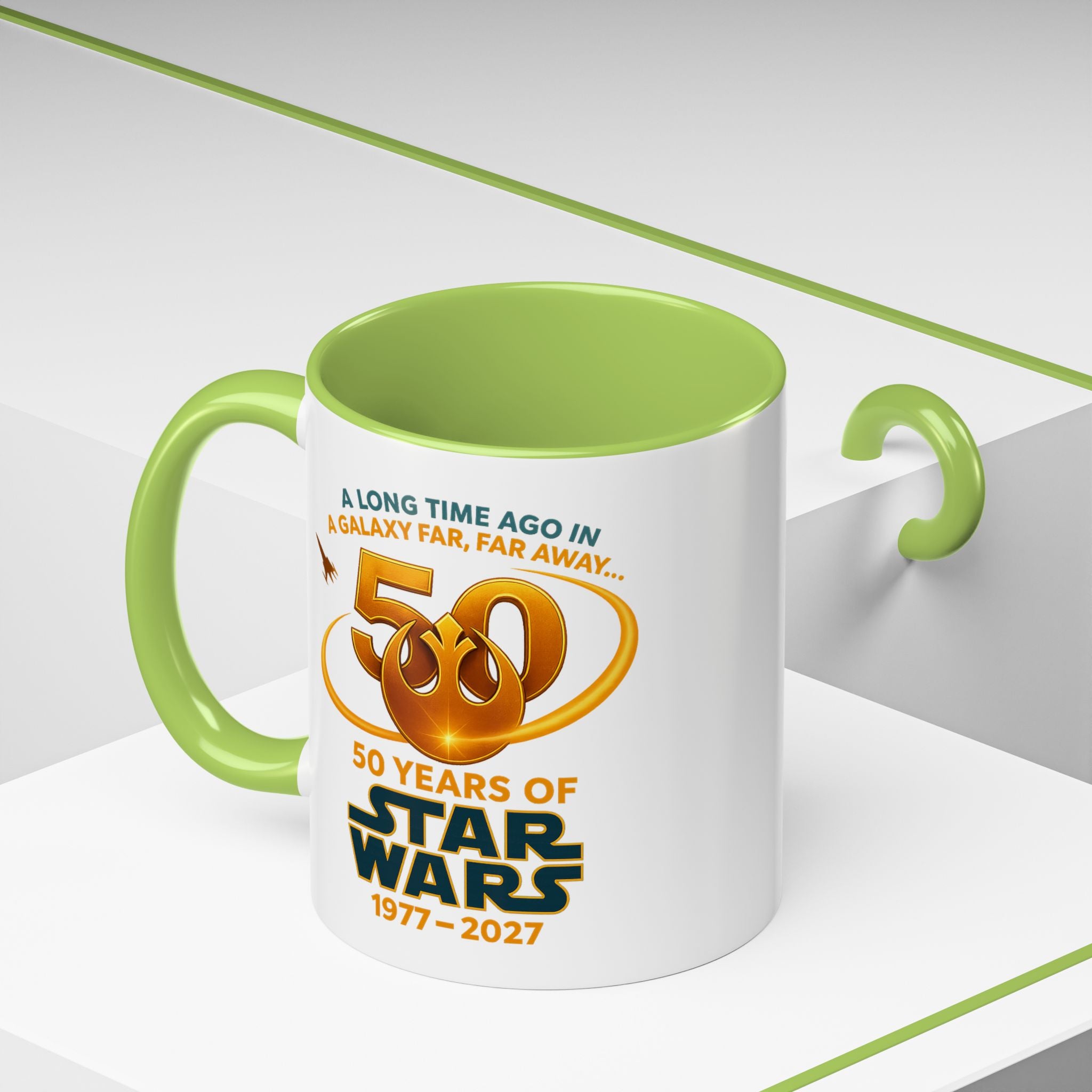 Star Wars 50th Anniversary Accent Coffee Mug — “A Long Time Ago in a Galaxy Far, Far Away” (1977–2027)