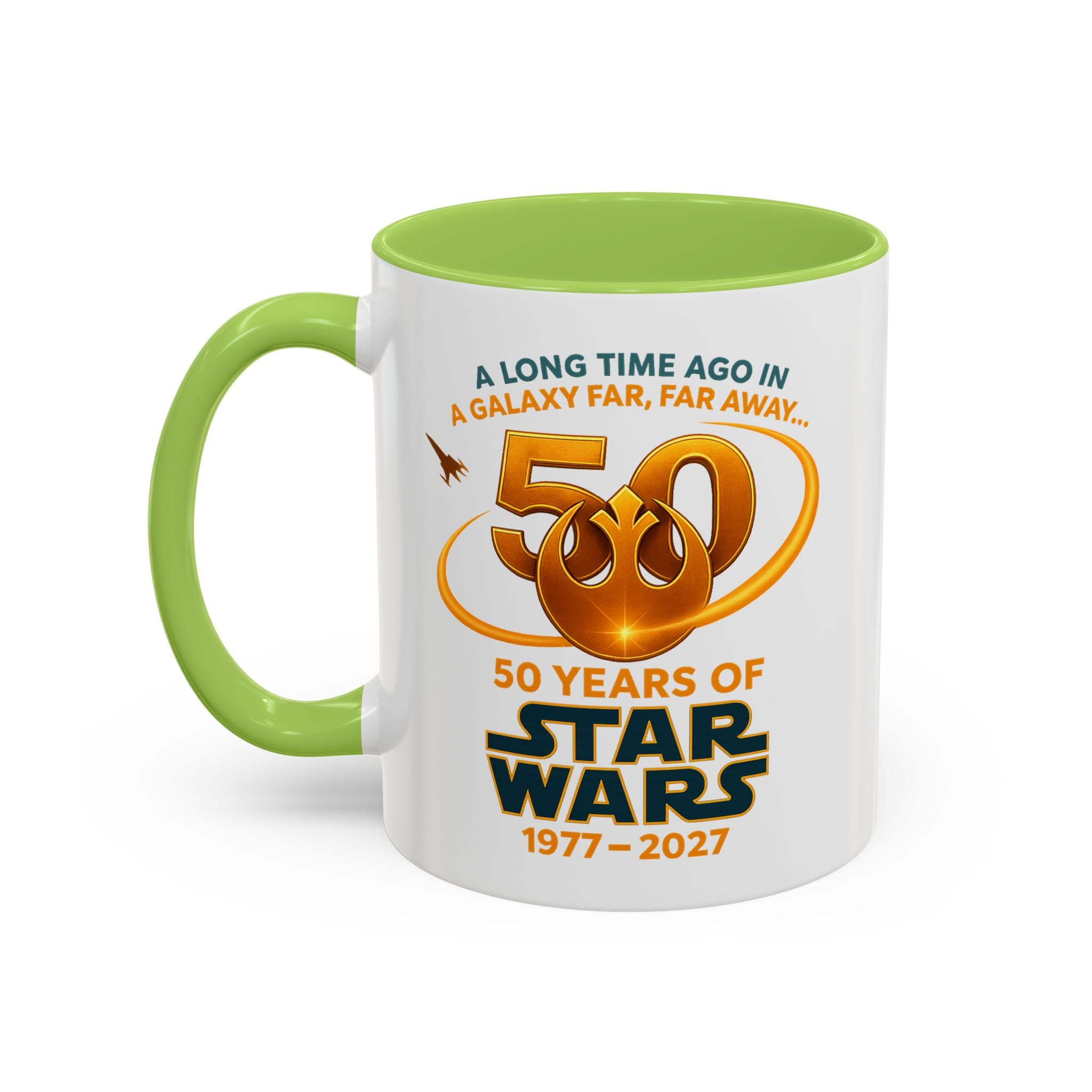 Star Wars 50th Anniversary Accent Coffee Mug — “A Long Time Ago in a Galaxy Far, Far Away” (1977–2027)