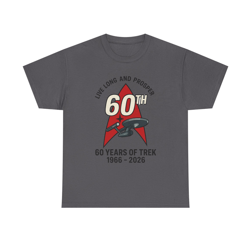 60th Star Trek Anniversary T‑Shirt — "Live Long and Prosper" 1966–2026 Red
