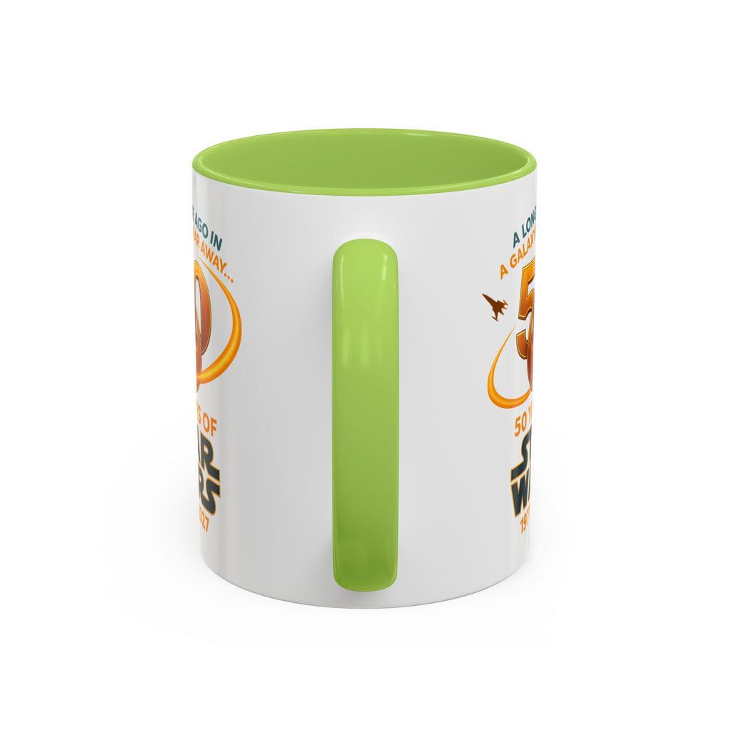 Star Wars 50th Anniversary Accent Coffee Mug — “A Long Time Ago in a Galaxy Far, Far Away” (1977–2027)