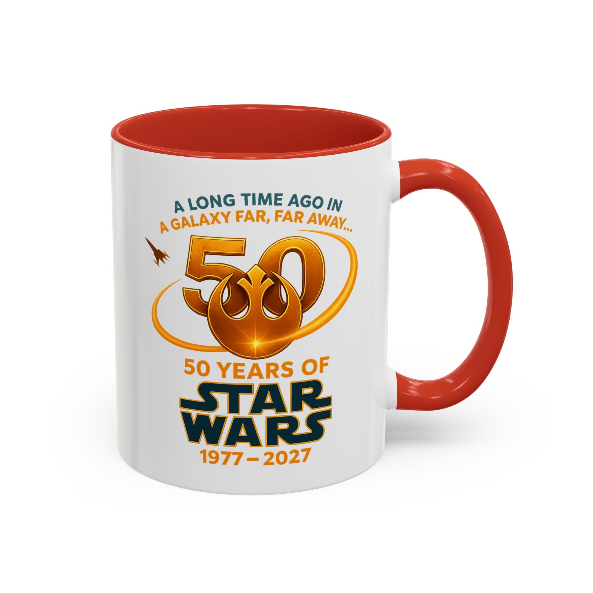 Star Wars 50th Anniversary Accent Coffee Mug — “A Long Time Ago in a Galaxy Far, Far Away” (1977–2027)