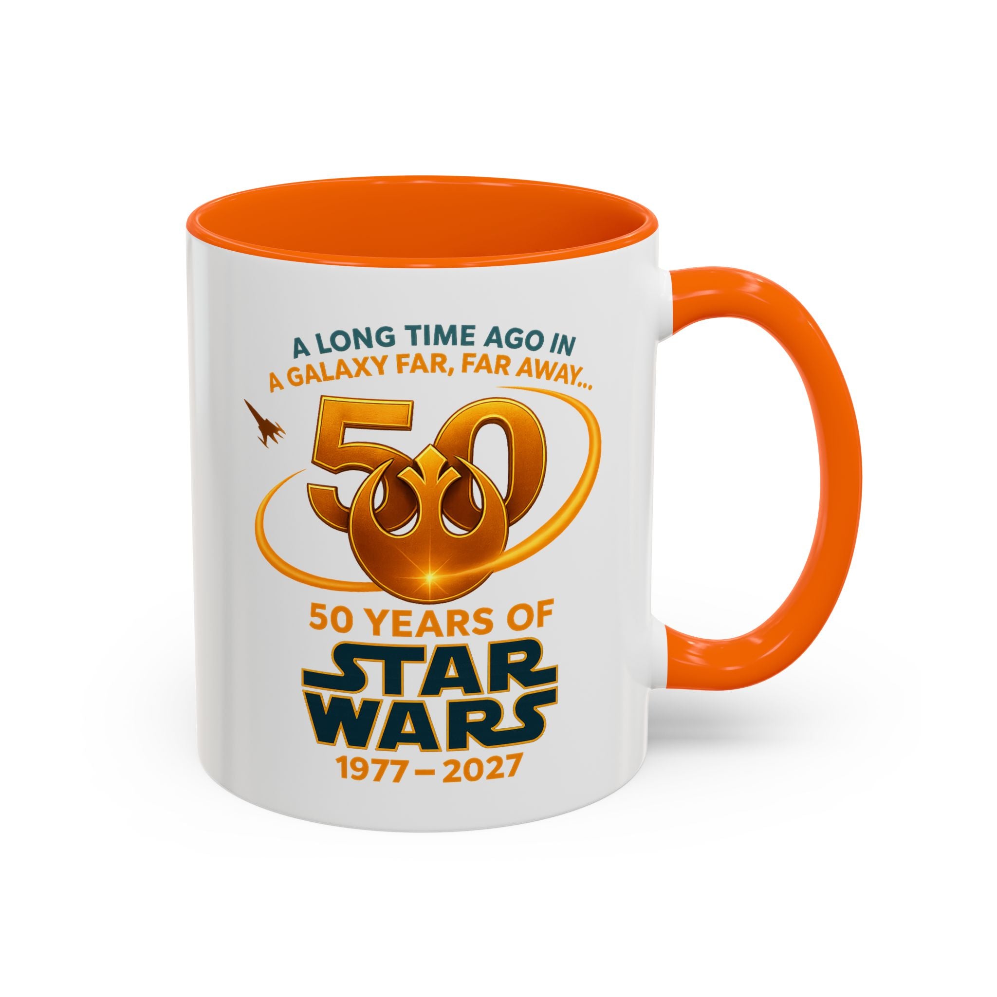 Star Wars 50th Anniversary Accent Coffee Mug — “A Long Time Ago in a Galaxy Far, Far Away” (1977–2027)