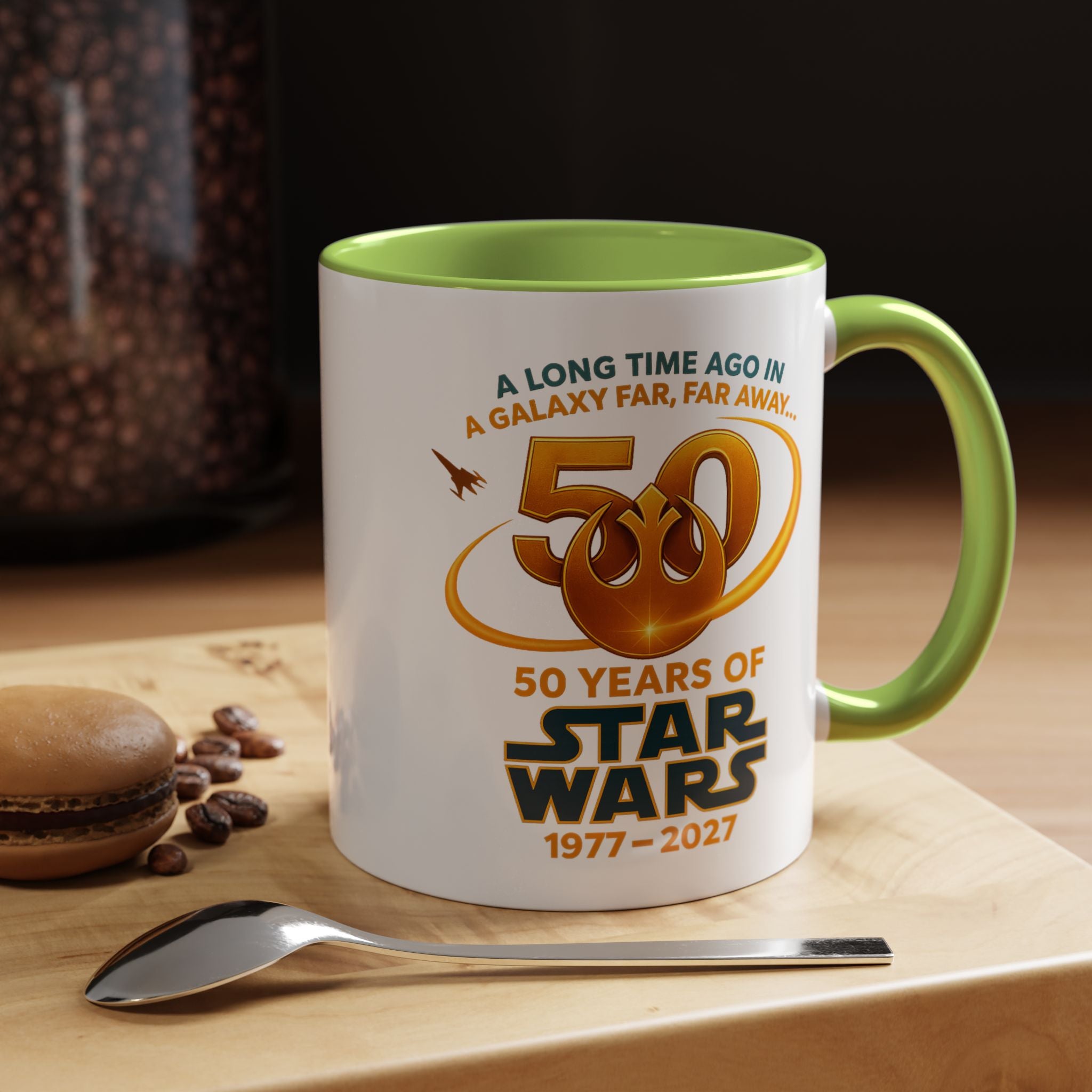 Star Wars 50th Anniversary Accent Coffee Mug — “A Long Time Ago in a Galaxy Far, Far Away” (1977–2027)