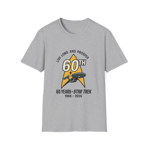 60th Star Trek Anniversary T-Shirt — "Live Long and Prosper" Commemorative Tee
