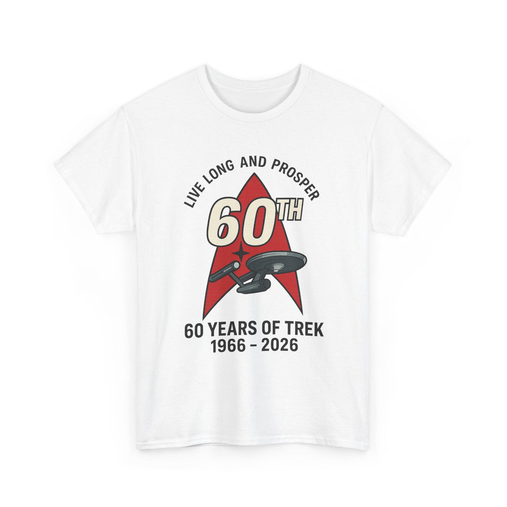 60th Star Trek Anniversary T‑Shirt — "Live Long and Prosper" 1966–2026 Red