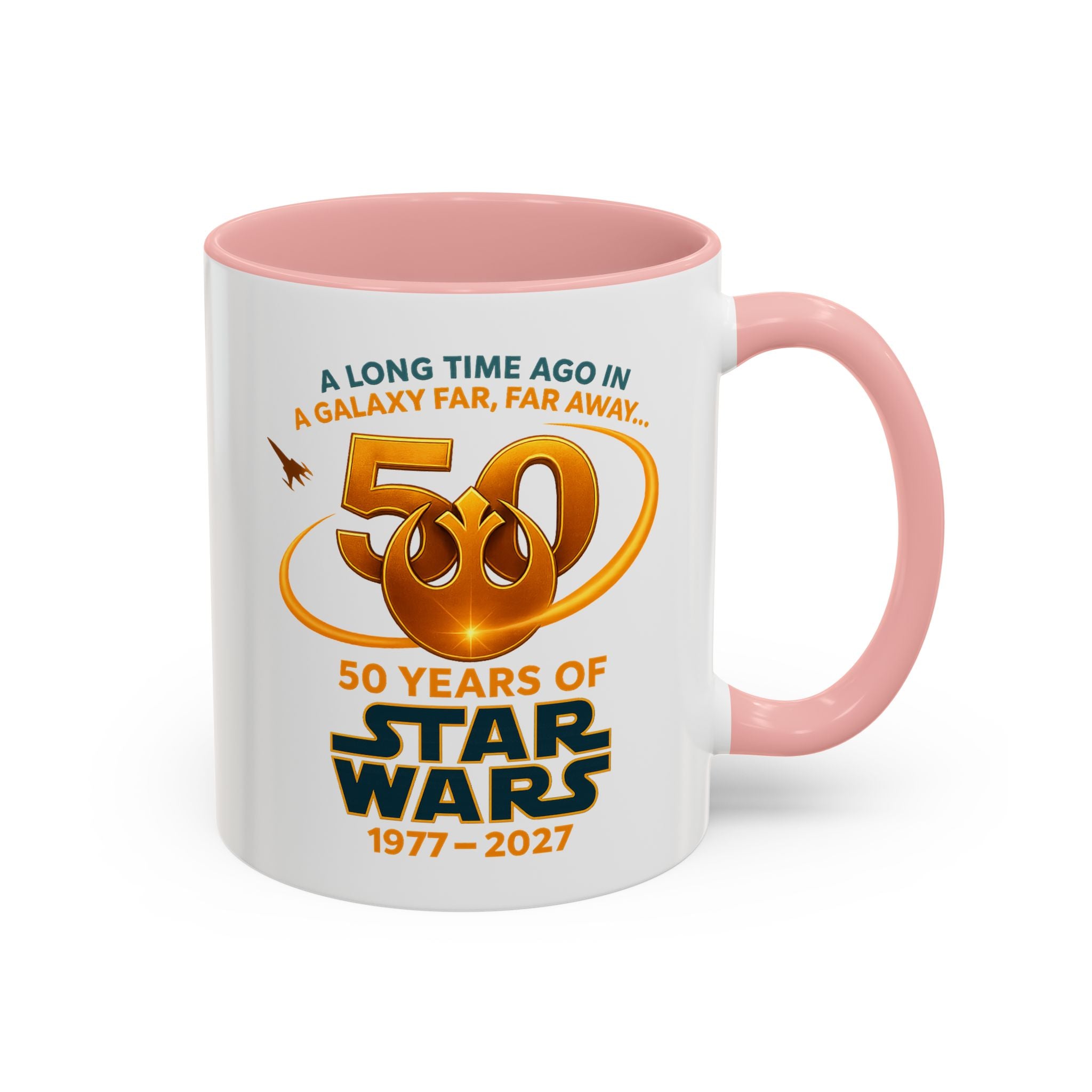 Star Wars 50th Anniversary Accent Coffee Mug — “A Long Time Ago in a Galaxy Far, Far Away” (1977–2027)