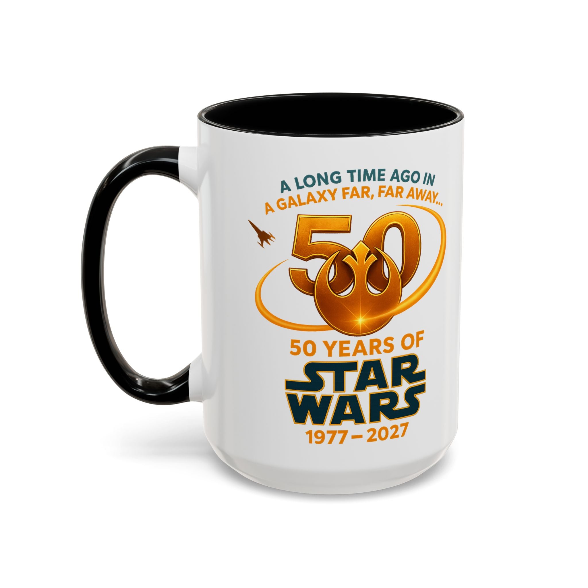Star Wars 50th Anniversary Accent Coffee Mug — “A Long Time Ago in a Galaxy Far, Far Away” (1977–2027)