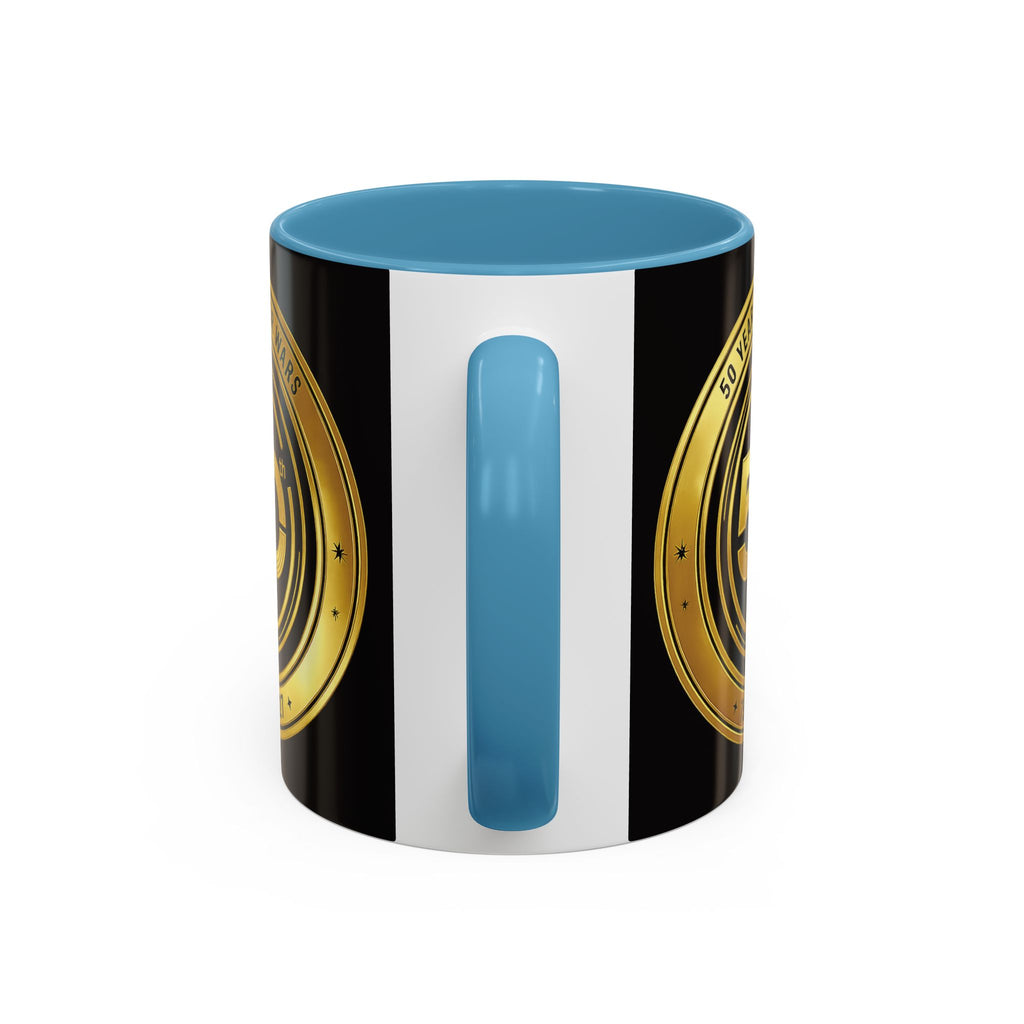 50th Anniversary Star Wars Coffee Mug — 1977–2021 Gold Emblem Accent Mug (11/15 oz)