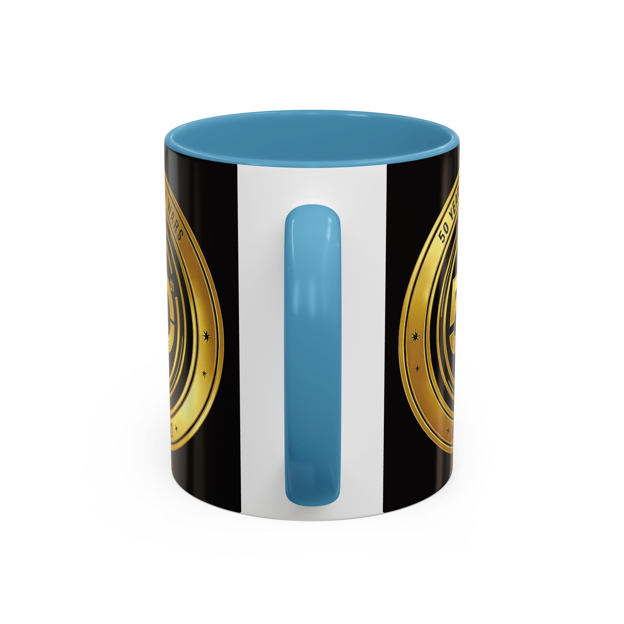 50th Anniversary Star Wars Coffee Mug — 1977–2021 Gold Emblem Accent Mug (11/15 oz)