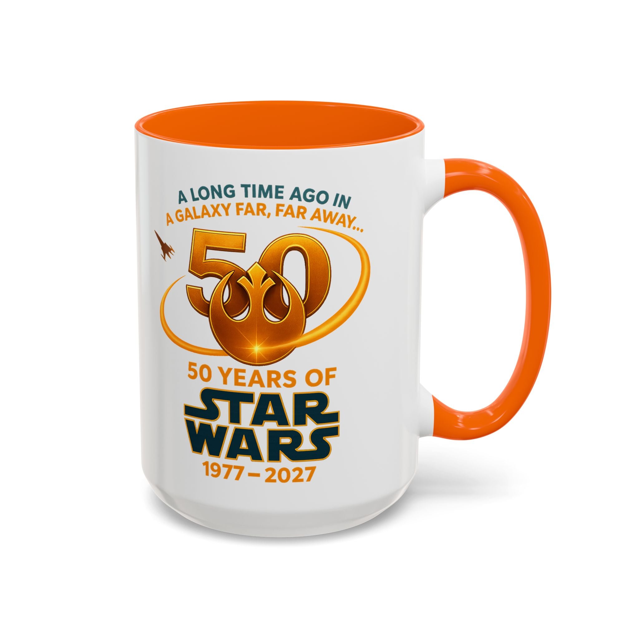 Star Wars 50th Anniversary Accent Coffee Mug — “A Long Time Ago in a Galaxy Far, Far Away” (1977–2027)
