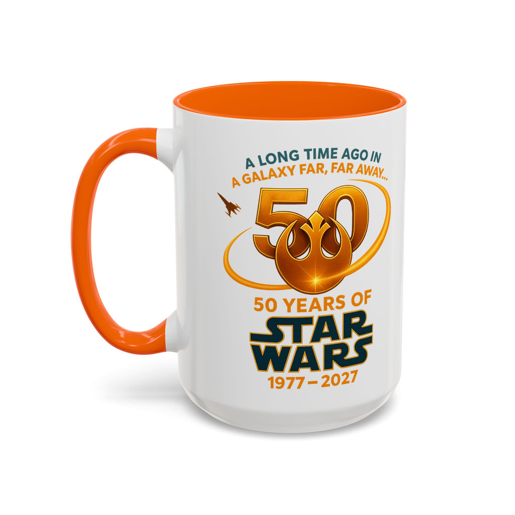 Star Wars 50th Anniversary Accent Coffee Mug — “A Long Time Ago in a Galaxy Far, Far Away” (1977–2027)