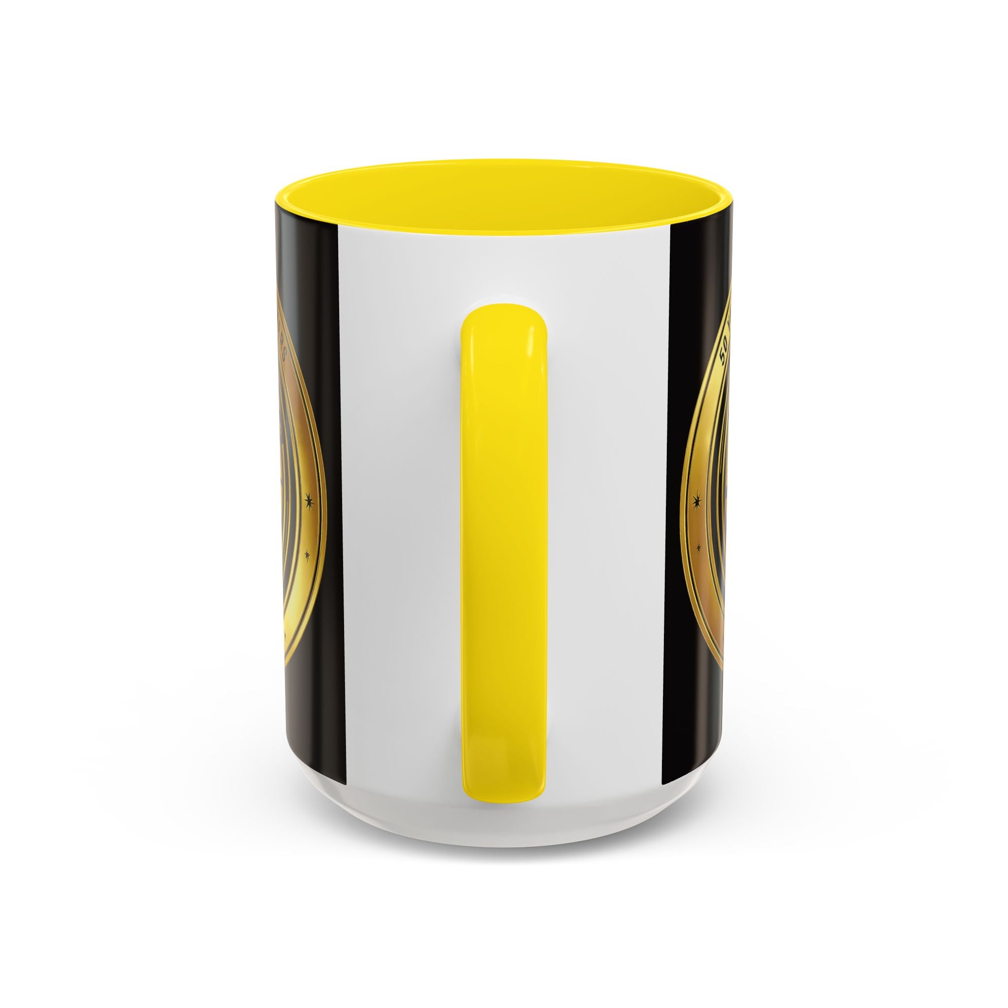 50th Anniversary Star Wars Coffee Mug — 1977–2021 Gold Emblem Accent Mug (11/15 oz)