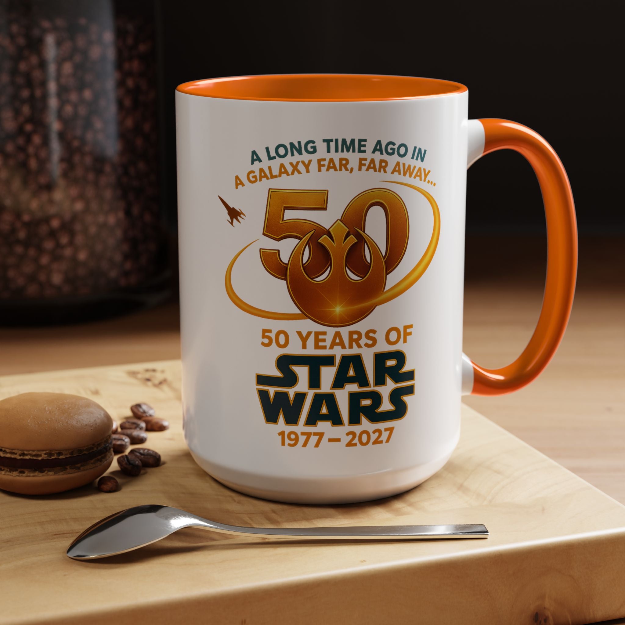 Star Wars 50th Anniversary Accent Coffee Mug — “A Long Time Ago in a Galaxy Far, Far Away” (1977–2027)