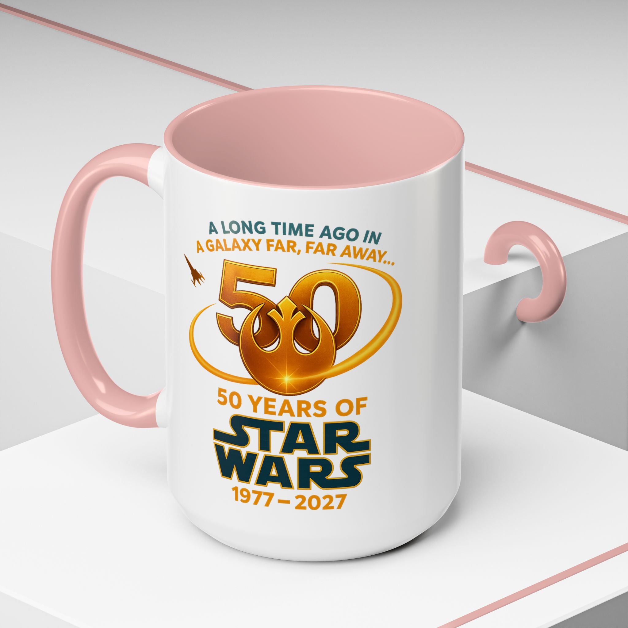 Star Wars 50th Anniversary Accent Coffee Mug — “A Long Time Ago in a Galaxy Far, Far Away” (1977–2027)