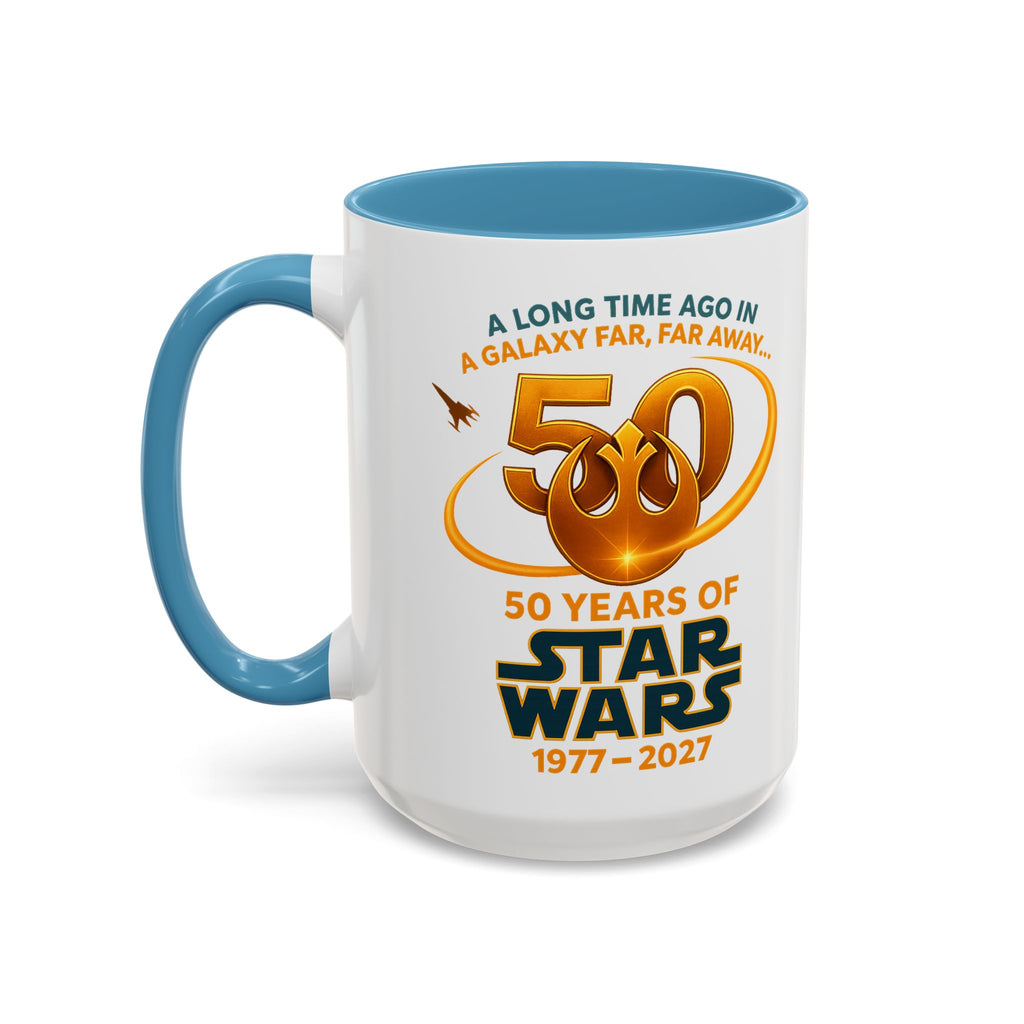 Star Wars 50th Anniversary Accent Coffee Mug — “A Long Time Ago in a Galaxy Far, Far Away” (1977–2027)