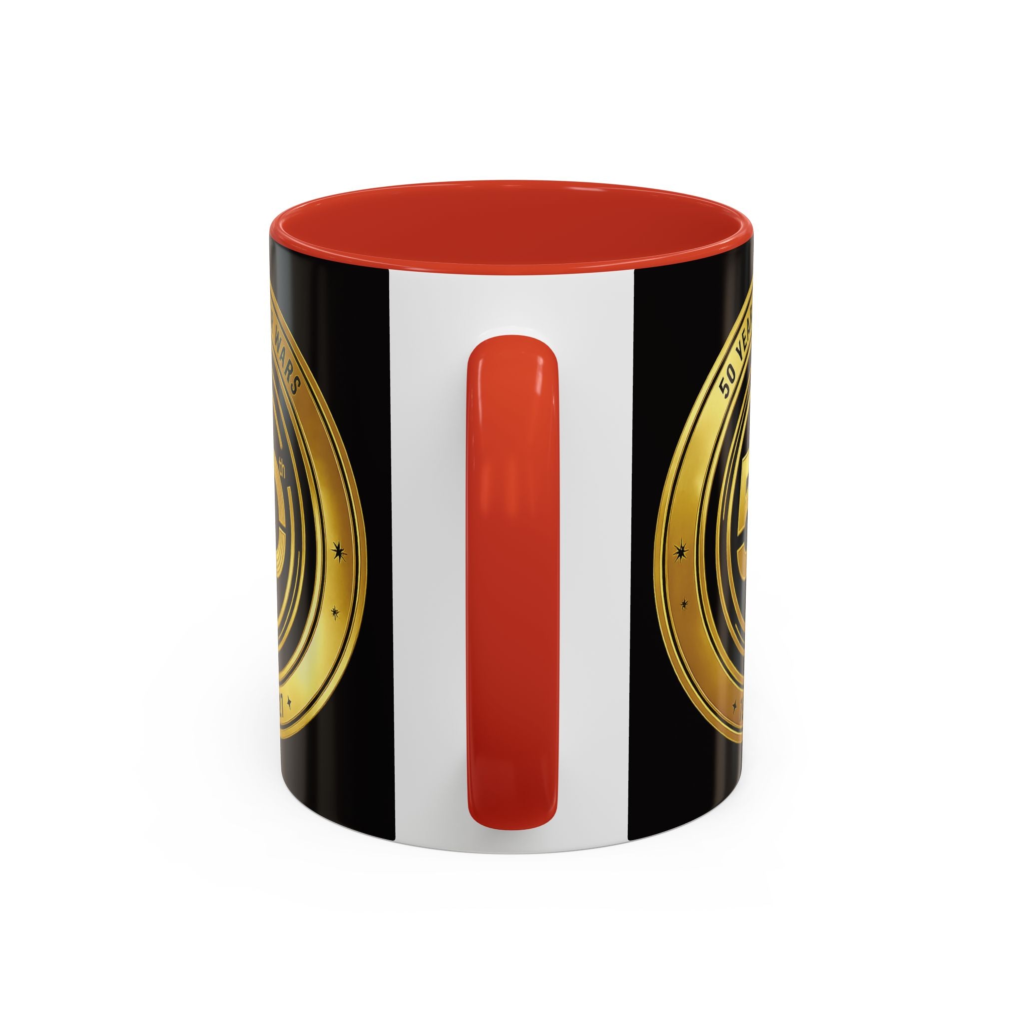 50th Anniversary Star Wars Coffee Mug — 1977–2021 Gold Emblem Accent Mug (11/15 oz)