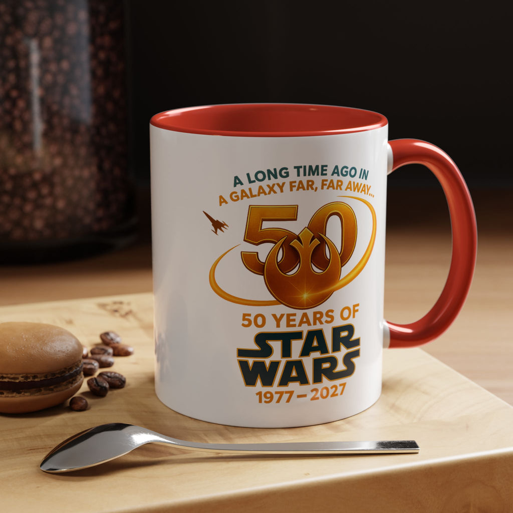 Star Wars 50th Anniversary Accent Coffee Mug — “A Long Time Ago in a Galaxy Far, Far Away” (1977–2027)