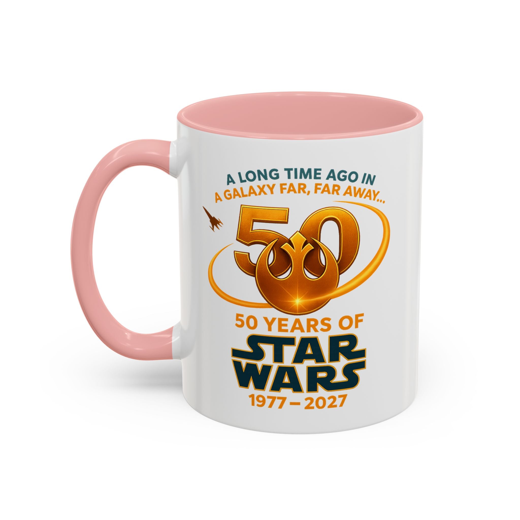 Star Wars 50th Anniversary Accent Coffee Mug — “A Long Time Ago in a Galaxy Far, Far Away” (1977–2027)